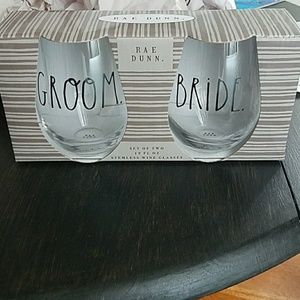 Rae Dunn Bride and Groom Wine Glasses